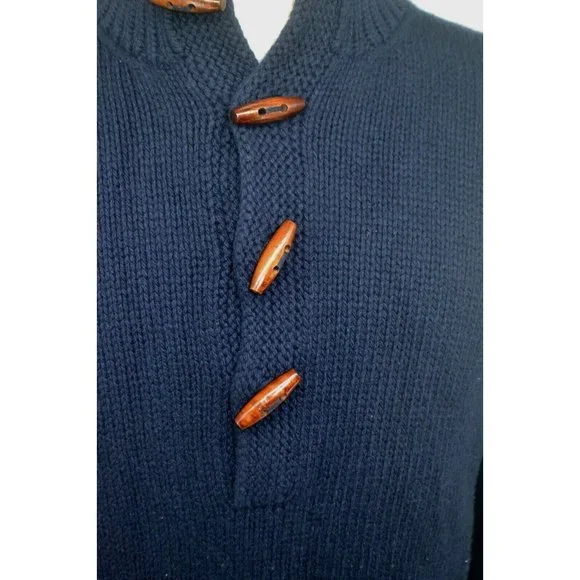 POLO RALPH LAUREN Men's 100% Wool Shawl Collar‎ Sweater SIZE LARGE Wooden Toggle